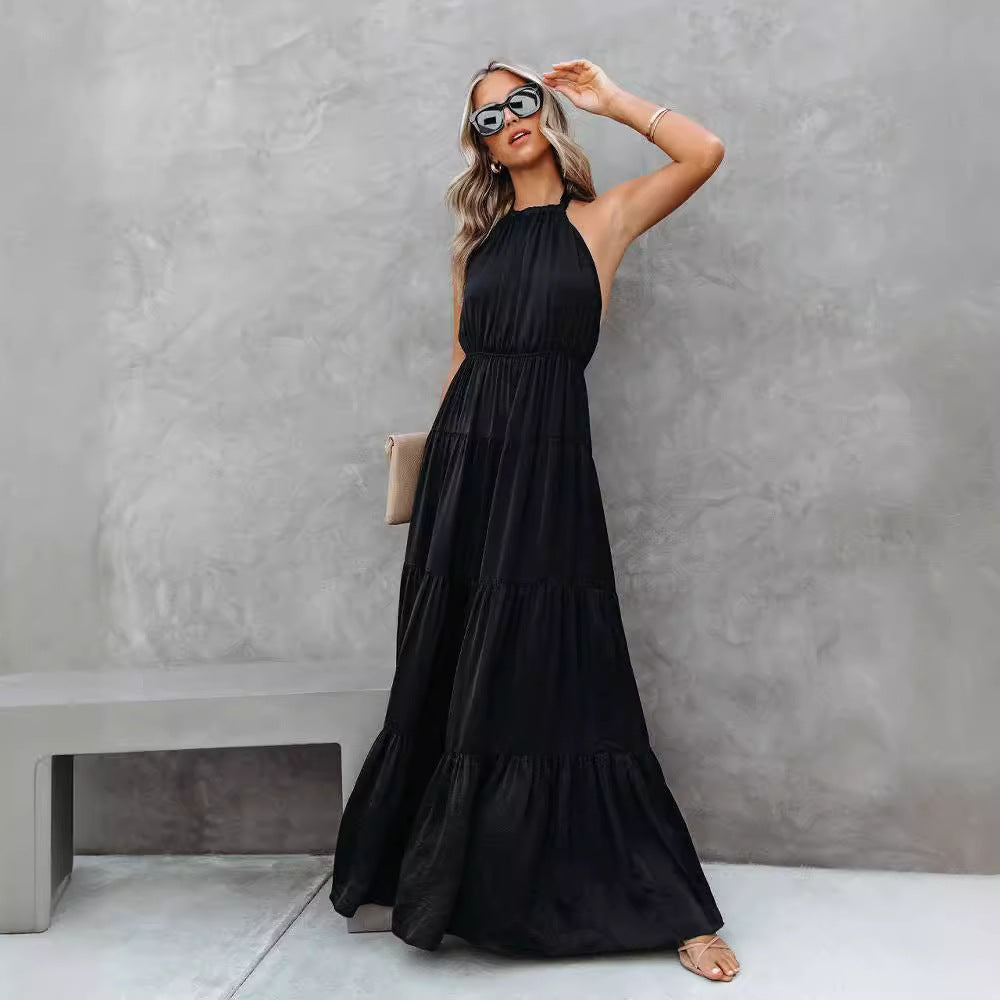 2023 Summer Women's Flowy Neck Tie Dress