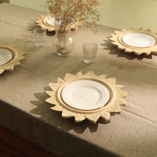 Handcrafted Wood Charger Plate Wooden Dinning Placemat Artisan Wood Tableware