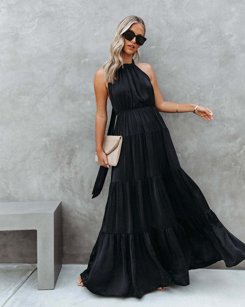2023 Summer Women's Flowy Neck Tie Dress