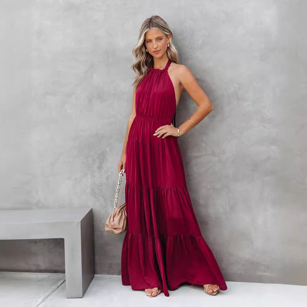 2023 Summer Women's Flowy Neck Tie Dress