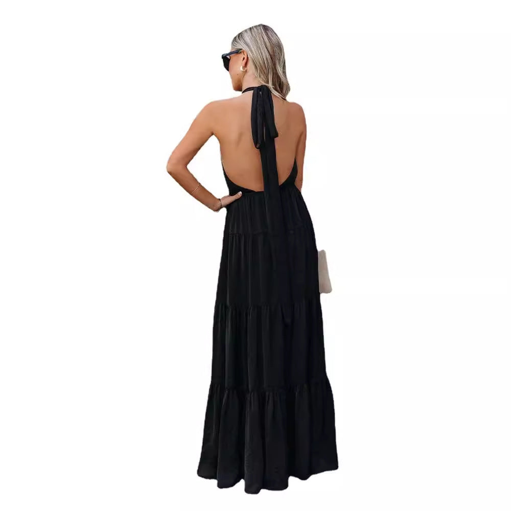 2023 Summer Women's Flowy Neck Tie Dress