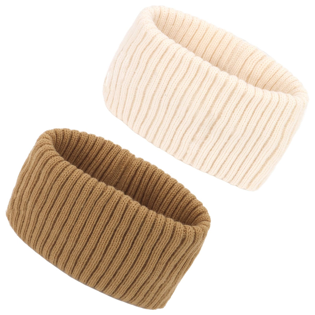 YISSION Winter Headbands for Women Non Slip Wide Headbands Thick Knit Head bands Khaki White Headband Soft Ear Warmer Hairbands Hair Accessories for Women Girls