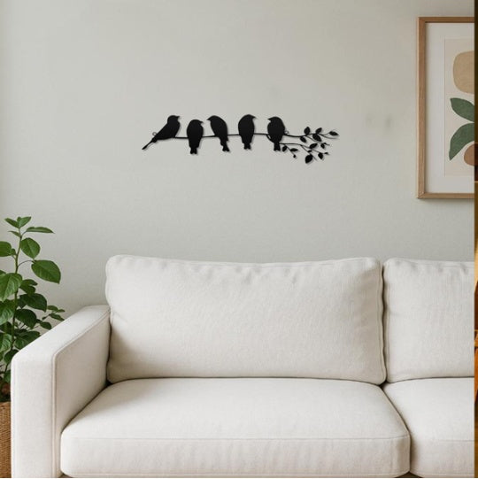 1PC Fashionable Metal Bird Wall Art - Bird On The Branch Wall Ornament. The Leaves With Birds Sculpture Wall Decor Is A Fashion - Forward Metal Wall Hanging, Keeping Your Decor On - Trend.Decorative S