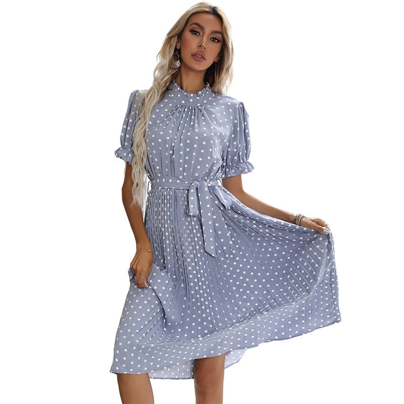 2023 Summer New Women's Polka Dot Dress with Tie