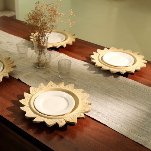 Handcrafted Wood Charger Plate Wooden Dinning Placemat Artisan Wood Tableware
