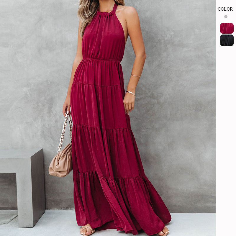 2023 Summer Women's Flowy Neck Tie Dress