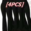 4pcs High-Waisted Flare Sharkskin Leggings Slim Fit, Lightweight & Sculpting Yoga Pants