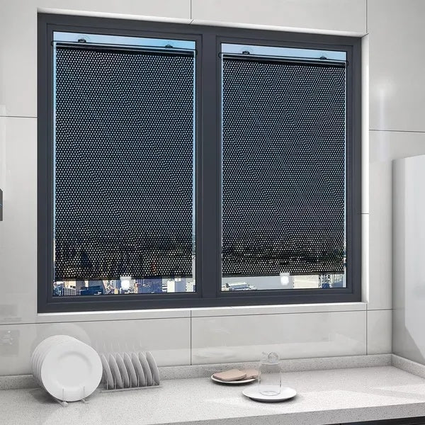 2 Pack Blackout Roller Shades With 6 Pcs Suction Cups Retractable Portable Window Cover