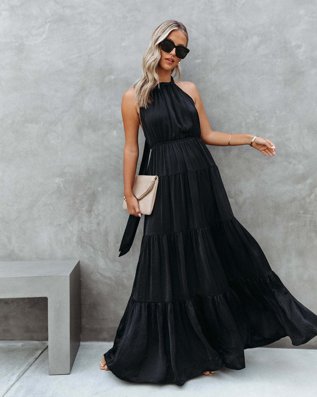 2023 Summer Women's Flowy Neck Tie Dress