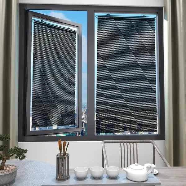 2 Pack Blackout Roller Shades With 6 Pcs Suction Cups Retractable Portable Window Cover
